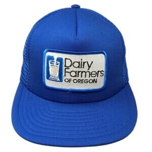 Designer Award Trucker Hat Blue One Size Dairy Farmers Oregon Patch Foam Mesh